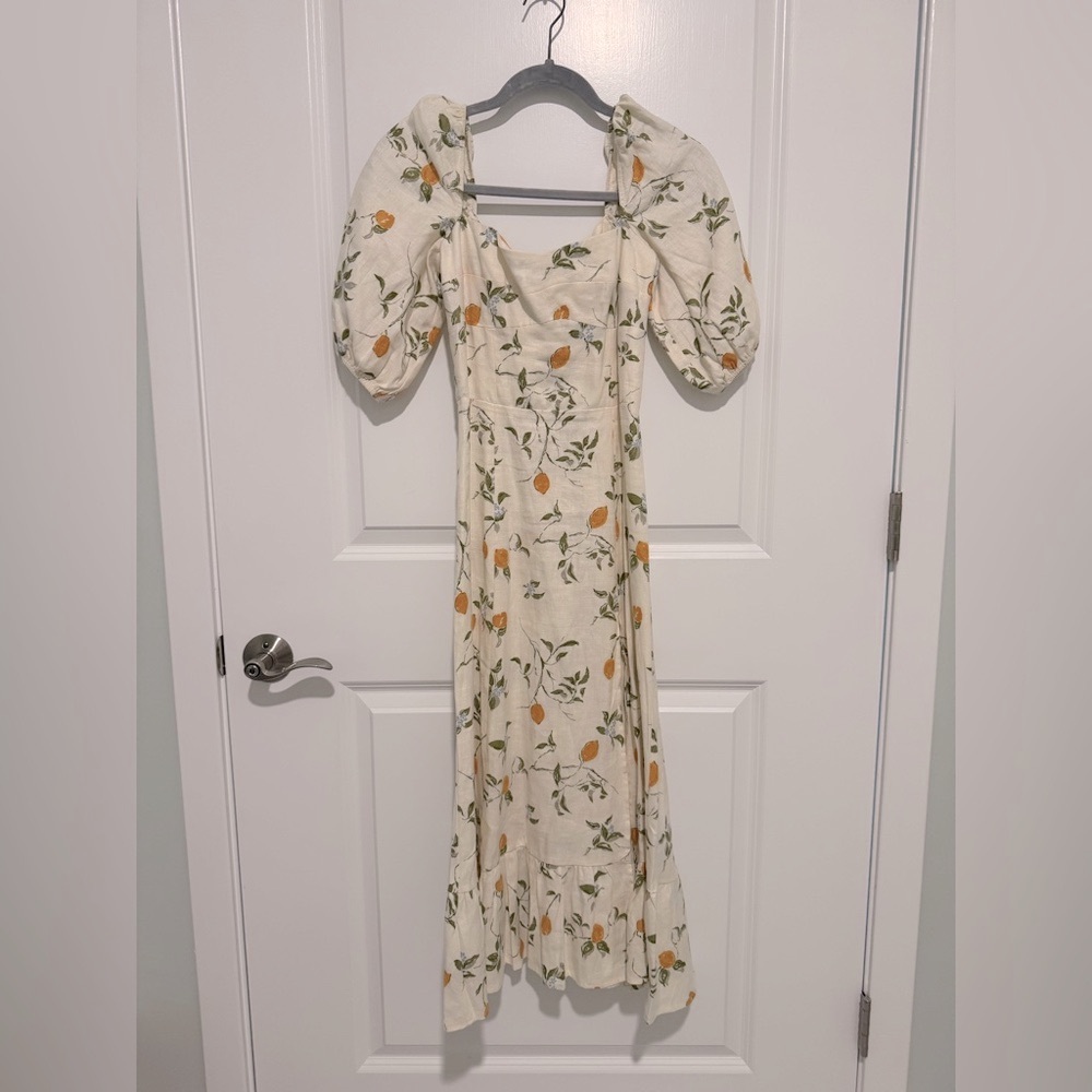 NWOT Reformation Belgium Linen Maxi Dress in Citron - Picture 2 of 8